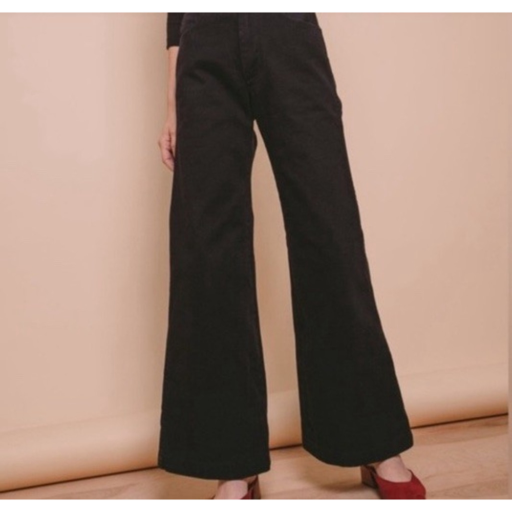 Carleen Made in USA High Rise Wide Leg 70s Style Blue Jeans Denim Sz 10 $238